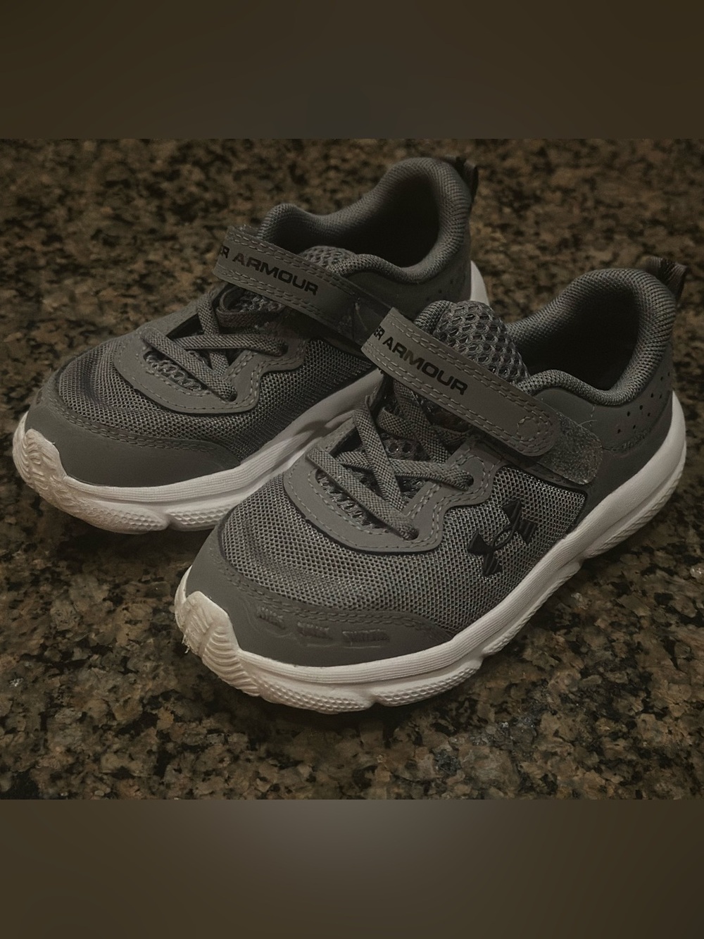 Under Armour Kids Gray and White Athletic Sneakers - 10c